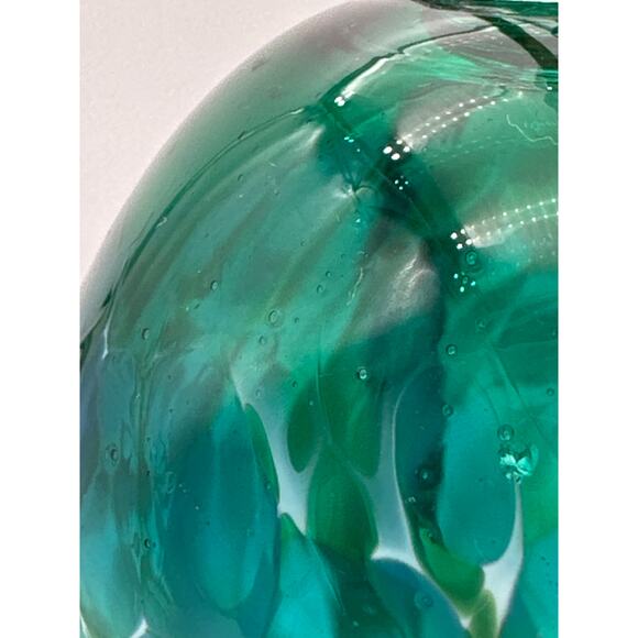 Glass Eye Studio or other blueish green christmas ornament artisan unique hand - Picture 3 of 8